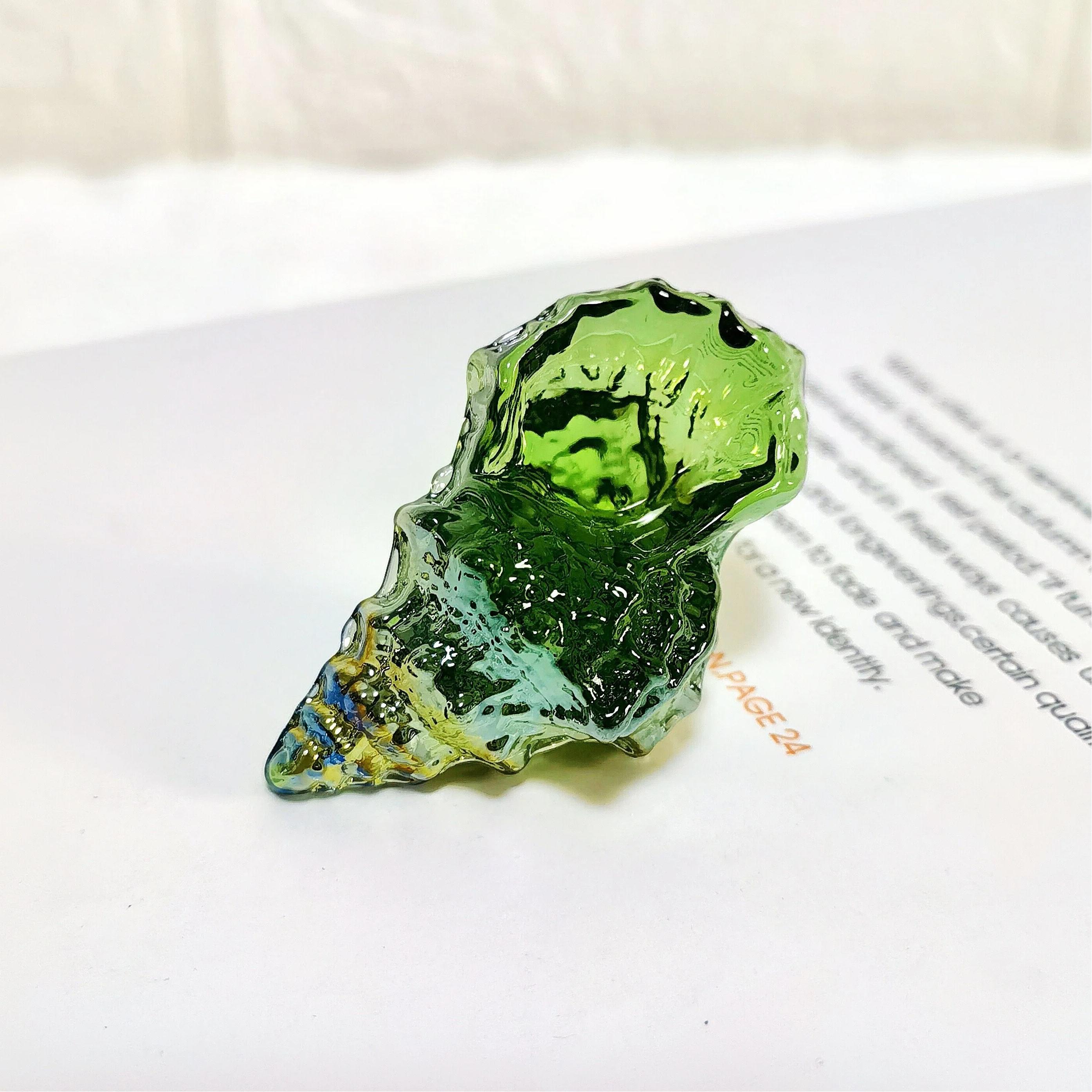 Handmade Glass Conch Shell Sculpture: Ocean Shell Figurine, Beach Decor ...
