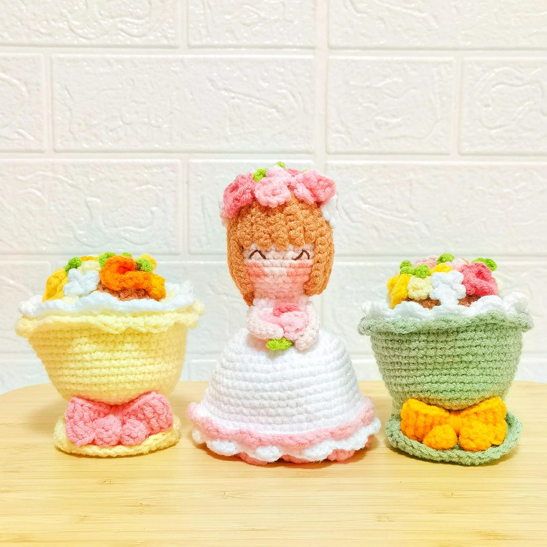 Muñeca de novia reversible de crochet: ramo de flores amigurumi