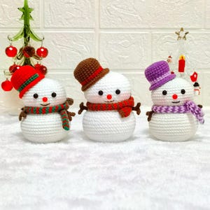 Handmade Crochet Christmas Snowman: Amigurumi Stuffed Snowman Decor, Xmas Gift for Kids, Festive Winter Ornaments, Xmas Table & Shelf Decor