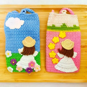 Handgefertigte gehäkelte verschiedene Stile Mädchen Handytasche: Boho Stil Handy Geldbörse, süsse gehäkelte Handy Geldbörse, einzigartige handgefertigte Handy Tasche