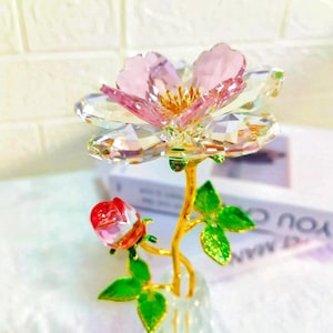 Elegant Crystal Glass Peony Flower Bouquet: Handcrafted Glass Flower Gifts for Her,  Home Decor Accent Piece, Timeless Beauty, Wedding Decor