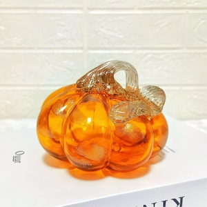 Stained Glass Pumpkin: Hand Blown, Elegant Fall Decor, Halloween & Thanksgiving Accent, Autumn Table Centerpiece, Halloween Harvest Ornament