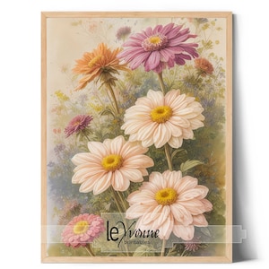 Wildflower digital download, printable wall art, farmhouse decor, garden art, victorian wall art, floral nursery art, still life wildflowers