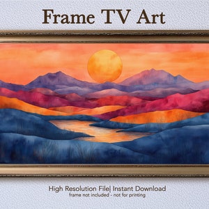 Digital Frame TV Art, Vibrant Sunset Landscape, Modern Home Decor, Digital Download, Nature-Inspired Art, Art for Living Room Frame TV