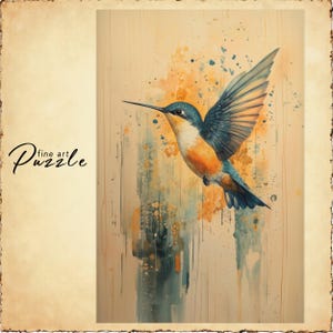 Flying Hummingbird Puzzle, Vibrant Bird Jigsaw, Challenging Puzzle for Adults, Nature Puzzle Gift, Stunning Artwork Puzzle, Bird Lover Gift