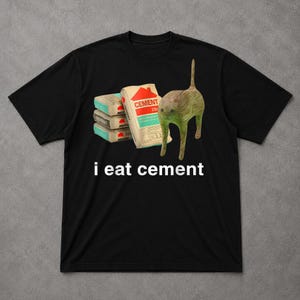 Koszulka z przeklętym kotem „Jem cement”