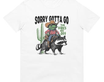 Cowboy Frog Riding Raccoon T-Shirt, Western Animal Design