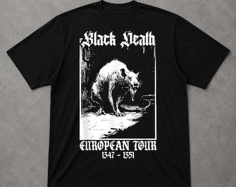 Camiseta de la Peste Negra, Camiseta Gótica Medieval con Gráfico de Plaga, Camiseta Vintage de Historia Oscura