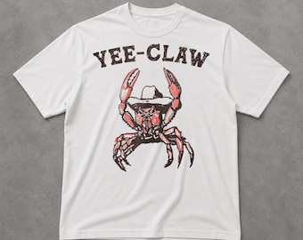 Yee Claw Yee Haw Crab Shirt, Funny Cowboy Crab Graphic Tee, Western Beach Shirt, Ocean Lover Gift For Her