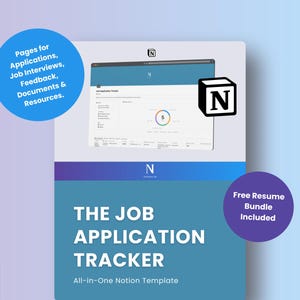 Job Application Tracker Notion Template | Manage Applications, Track Interviews, Organize Job Search, Resume Bundle, Interview Prep Toolkit