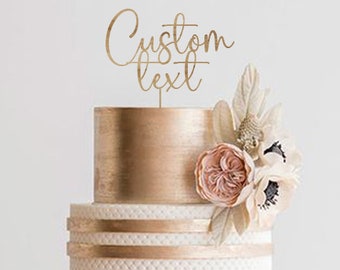 Wooden Custom Cake Topper with Your Text / Personalised Party Decor / Birthday Anniversary Far Away Christmas Graduation Wedding Engagement