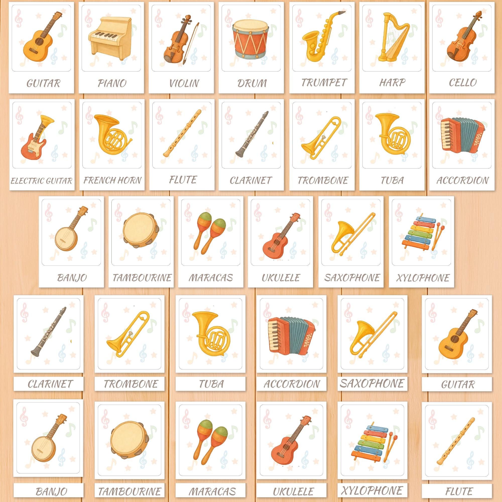 Musical Instrument Flashcards – Montessori Printable, Music Vocabulary ...