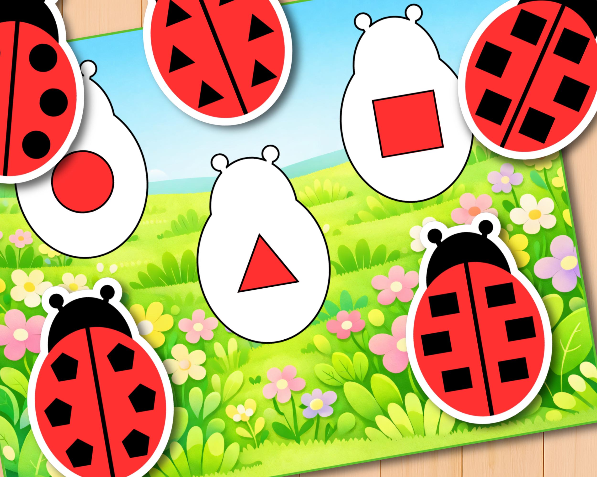 Ladybug Shapes Matching Activity, Shape Game, Geometry Learning ...