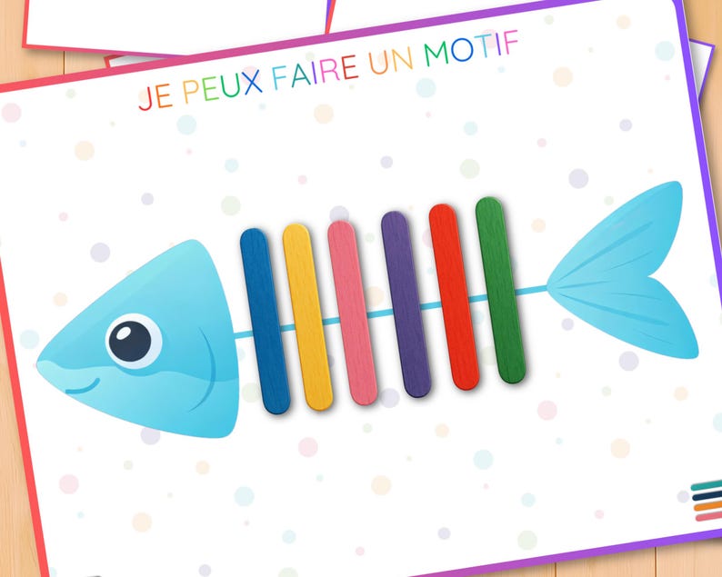 French Fish Popsicle Stick Pattern Activity, Bone Patterns, Fine Motor ...