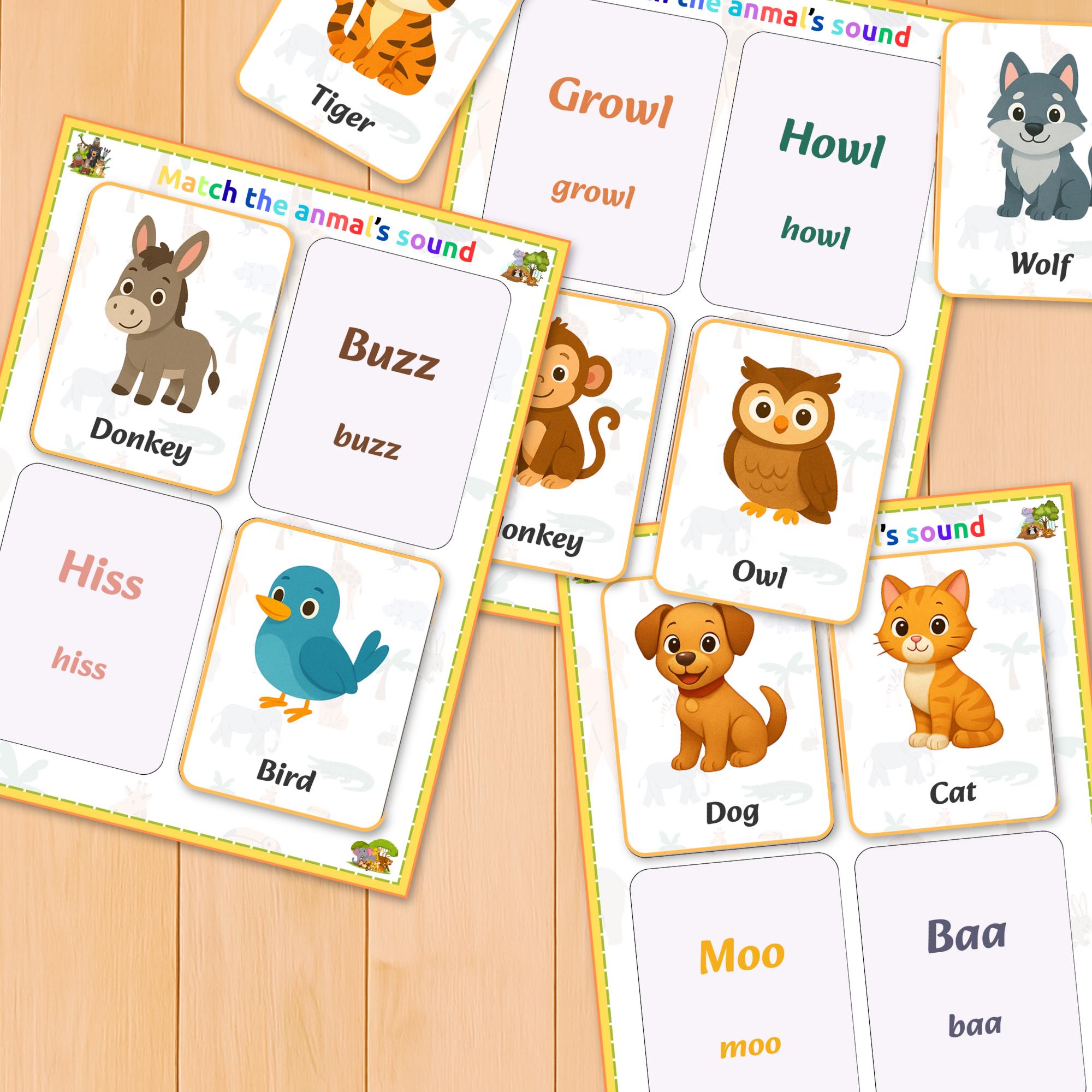 Animal Sounds Matching Activity, Montessori Materials, Preschool ...