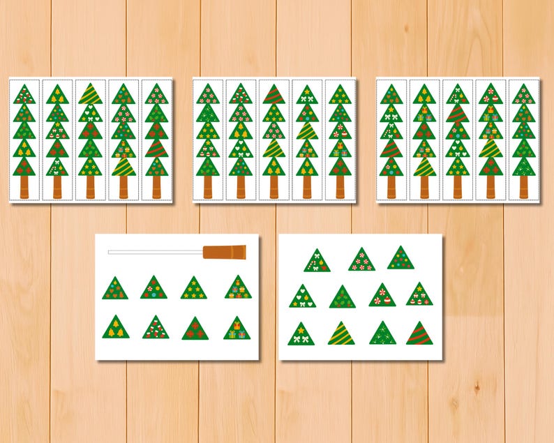 Christmas Tree Pattern Game, Fine Motor Skills, Logic Activities, Cut ...