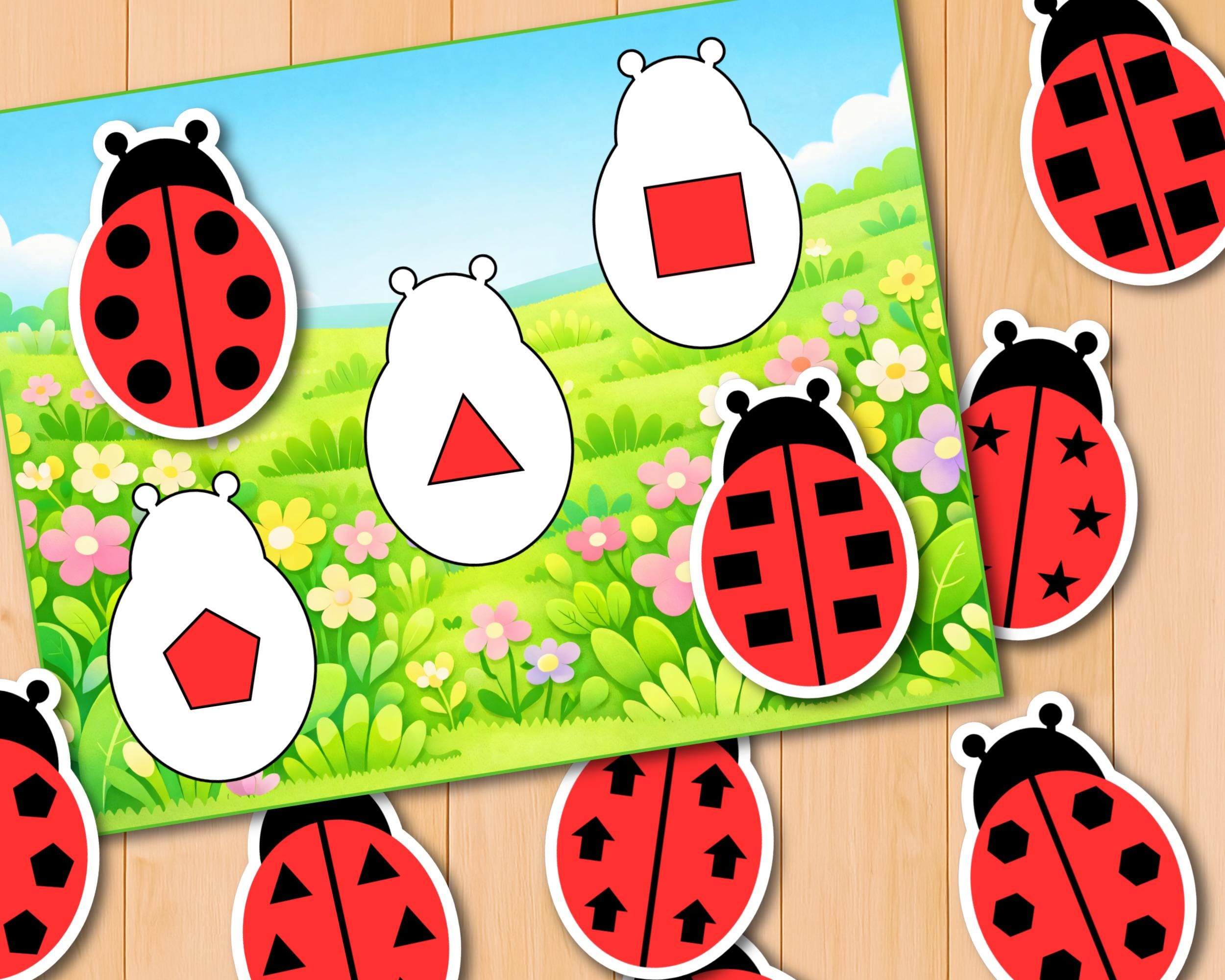 Ladybug Shapes Matching Activity, Shape Game, Geometry Learning ...