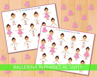 Ballerina Alphabet Matching activity for kids, Upper and Lowercase Letters, Literacy Activities, letter game