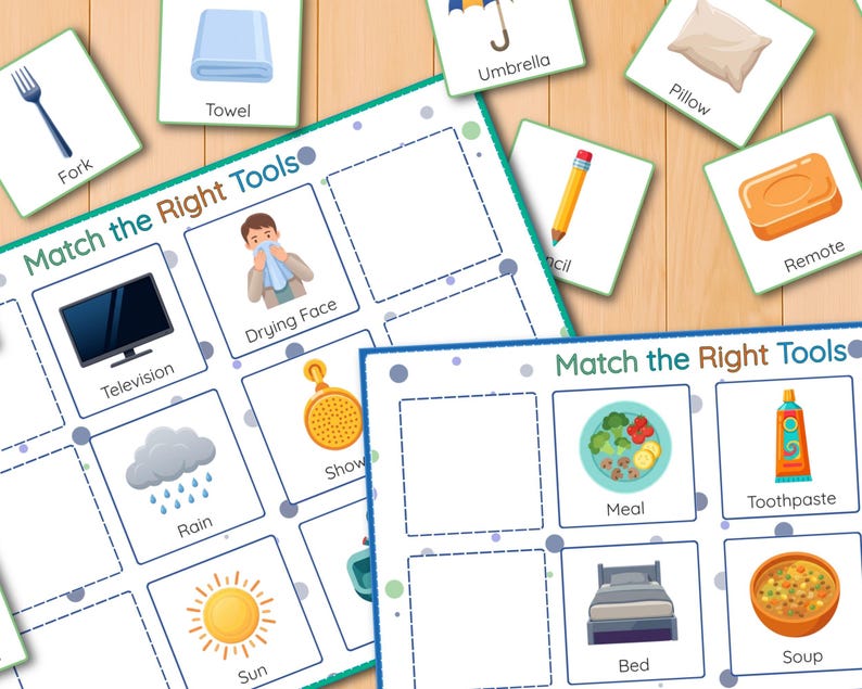 kindergarten matching game
toddler matching worksheet