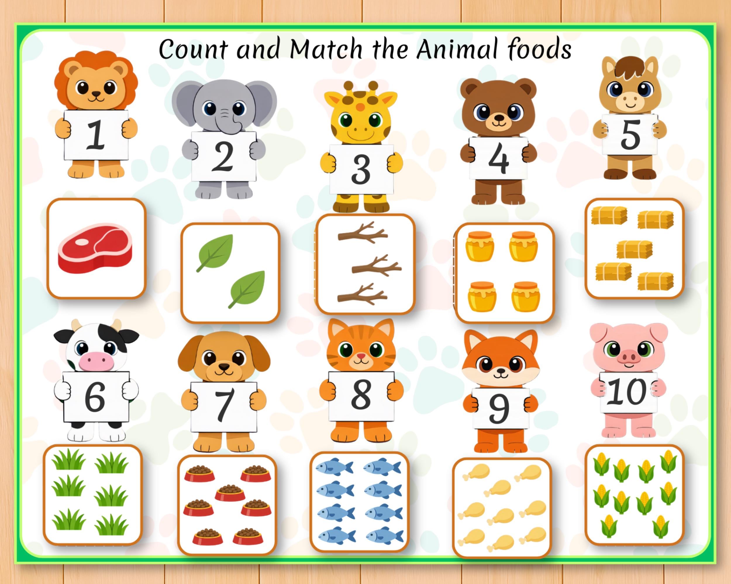 Counting Activity 1 10, Animal Number Matching Game, Preschool Learning ...