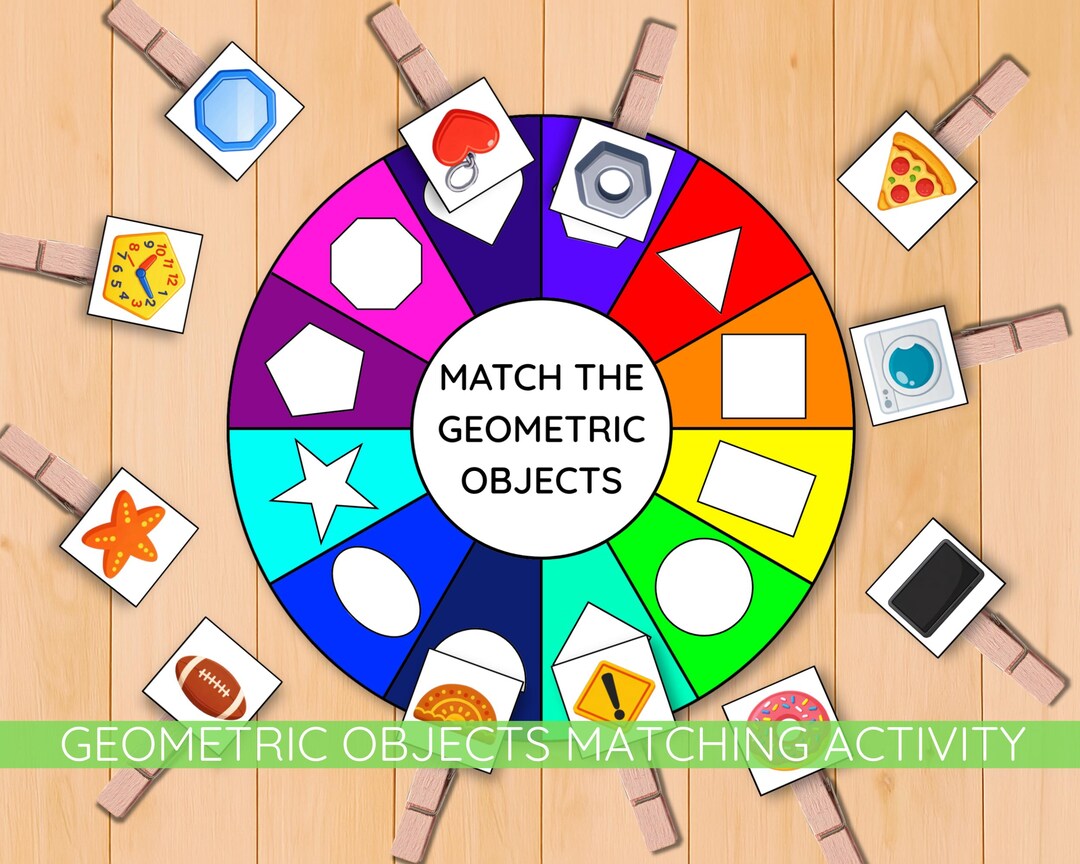 Geometry Shape Matching Geometric Shapes Objects Matching Wheel, Shape Recognition Activity ...