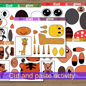 Printable Cut and Paste Animal Craft, Paper Animal, Create Your Own Animal, Cut and Paste Activities for Preschoolers, Kindergarten