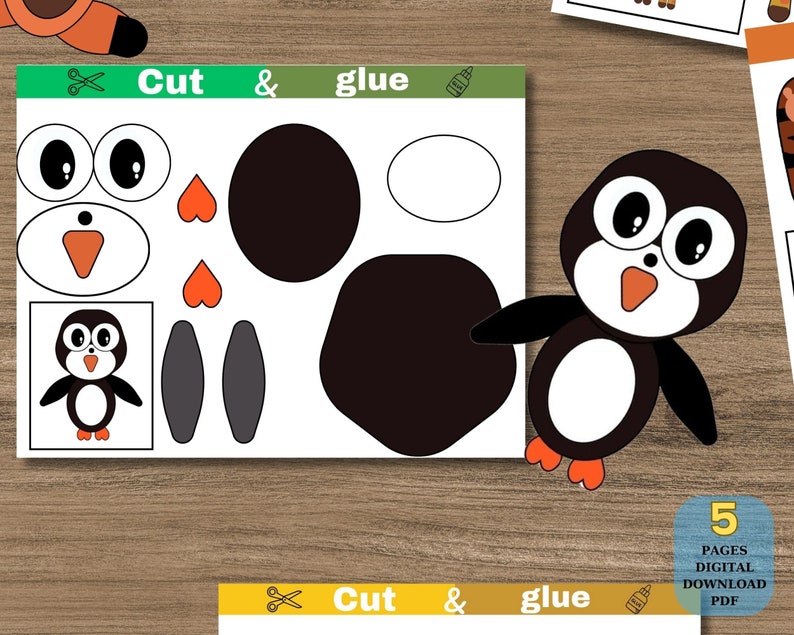 Printable Cut and Paste Animal Craft, Paper Animal, Create Your Own ...