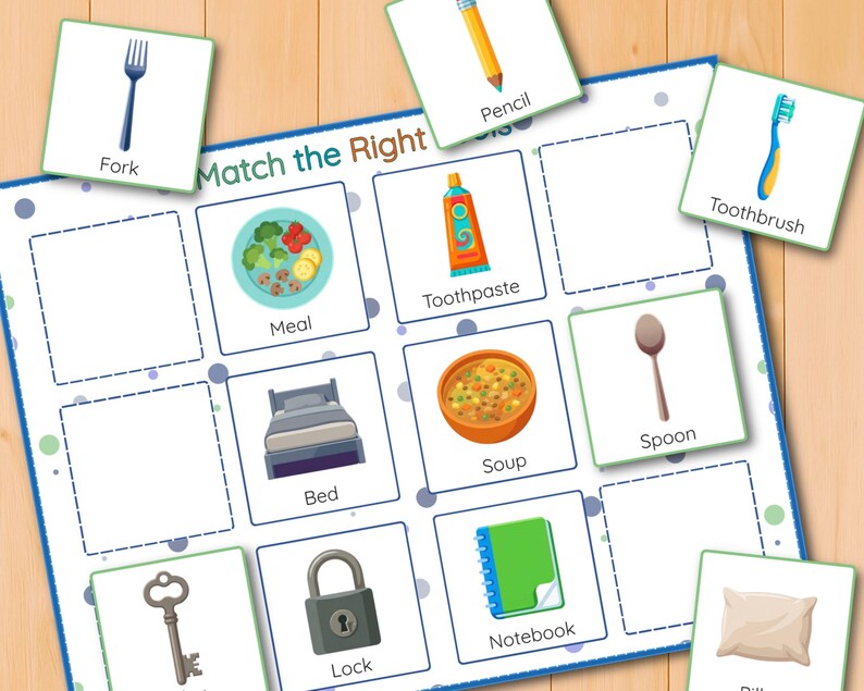 everyday objects worksheet
life skills matching activity