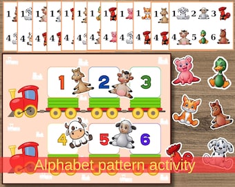 Printable Animal Pattern Activity, Educational Game for Children, Creative Learning Craft for Preschool