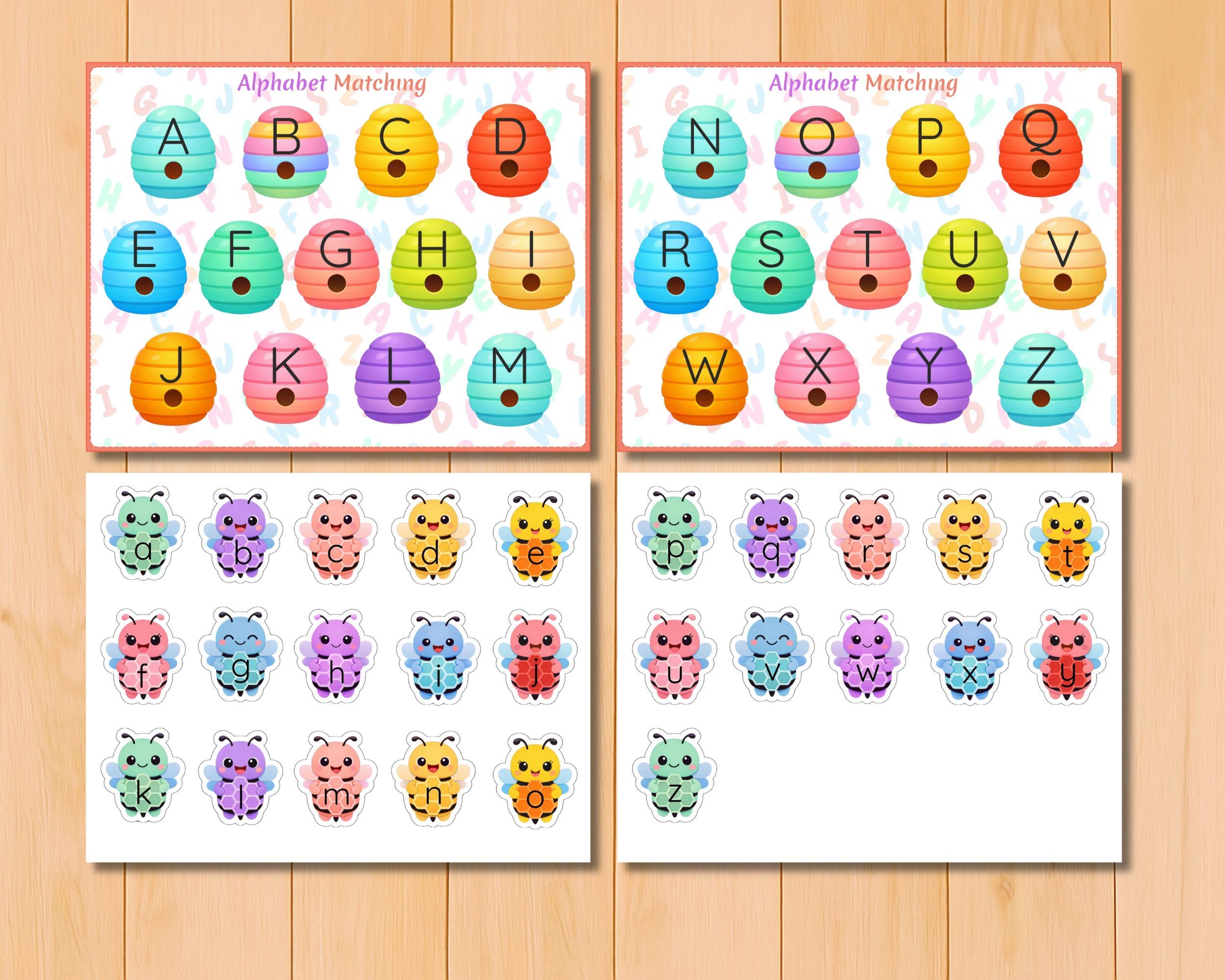 Bee Alphabet Matching Activity, Uppercase Lowercase Game, Preschool ...