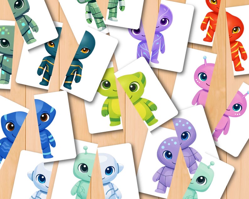 Alien Puzzle Matching Activity, Aliens Theme Activities, Cut and Match ...