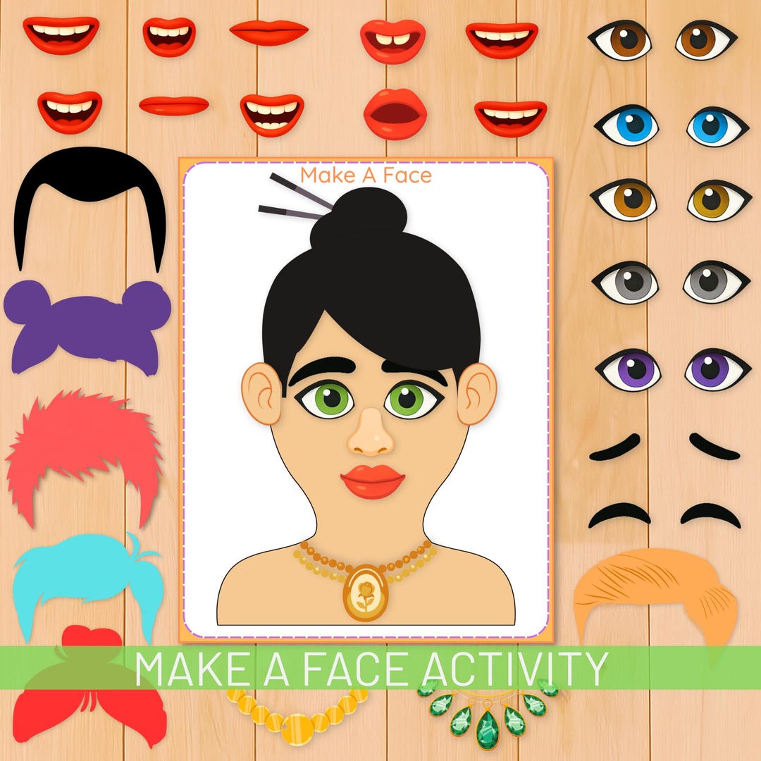 Face Creation Activity for Kids, Printable Facial Features Craft Game ...