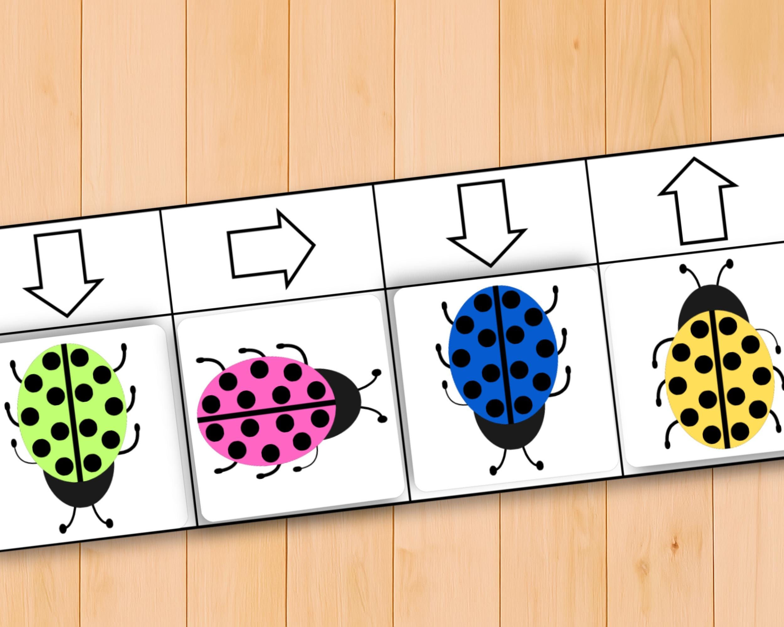 Ladybug Pattern Activity, Direction and Color Matching Game, Early STEM ...