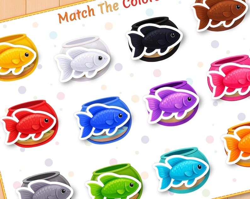 Fish Color Matching Activity, Aquarium Colors Match, Preschool ...