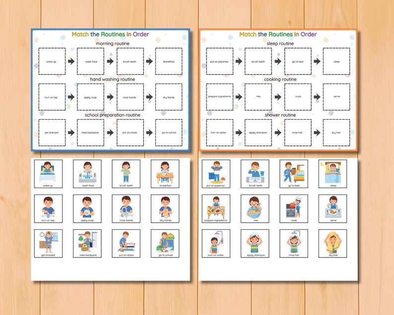 Sequencing Daily Routines Examples Daily Routine Sequencing Activity, Order Matching Life Skills, Daily ...