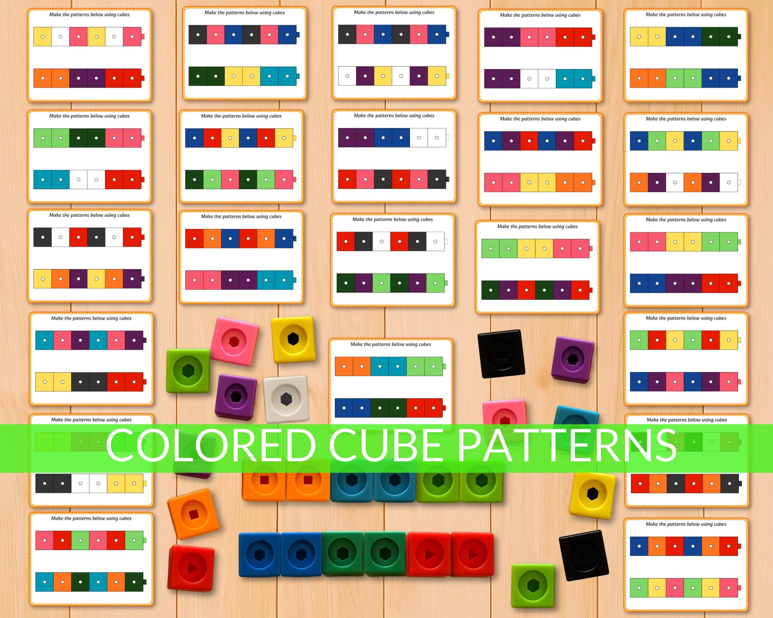 Cube Pattern Building Activity Cards, Color Sequencing Card, Fine Motor ...