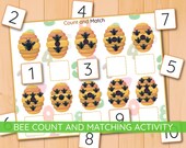 Bee Counting And Match Activity, learn numbers, Count to 1-10, early math, Matching Game