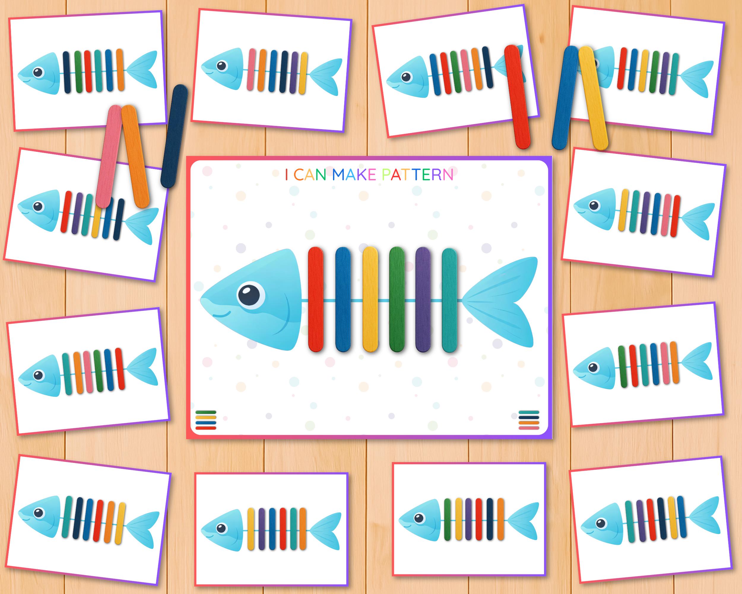 Popsicle Stick Color Sorting Cards, Fine Motor Skills, Preschool ...