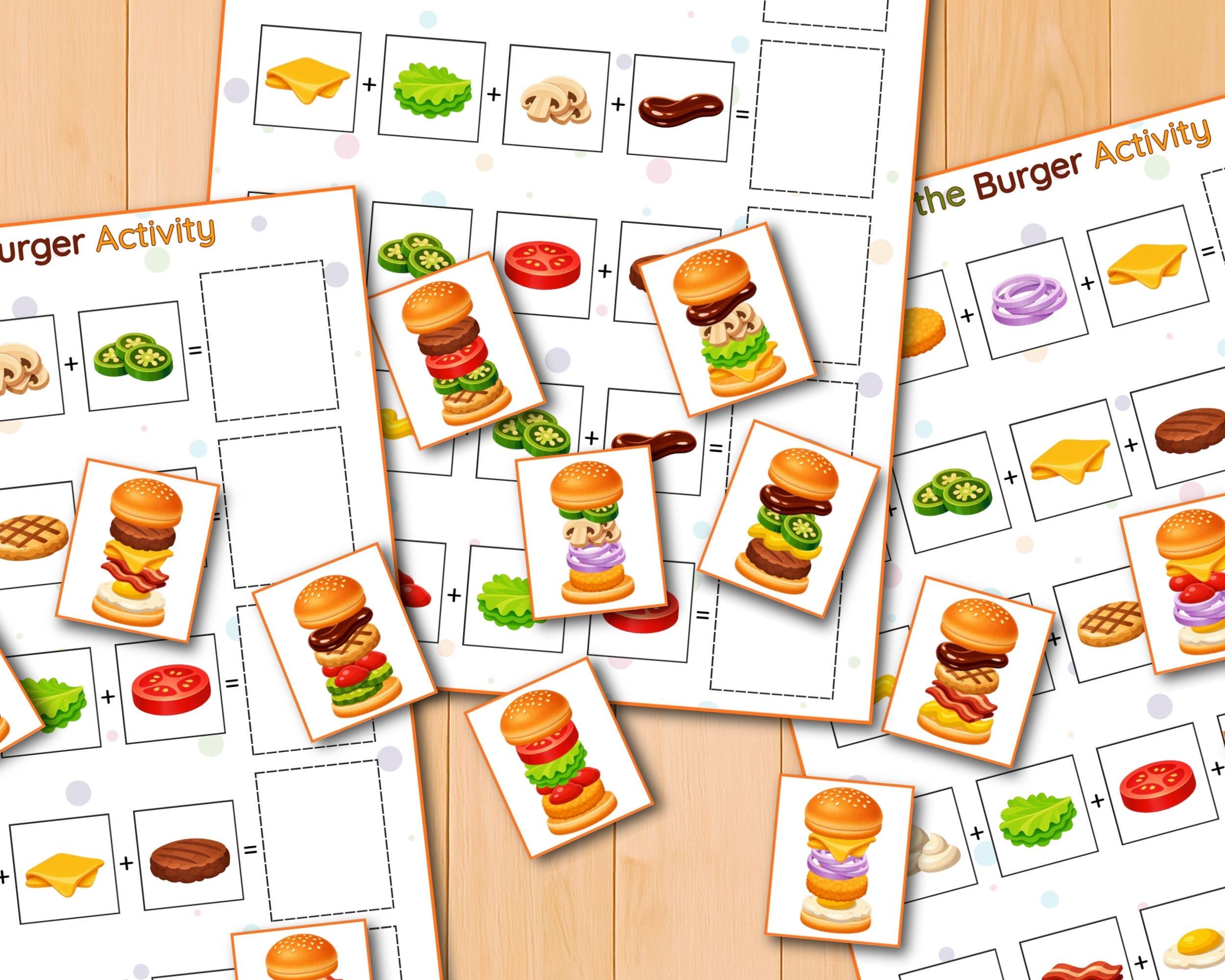 Burger Matching Activity for Kids, Learning Game, Visual Match ...