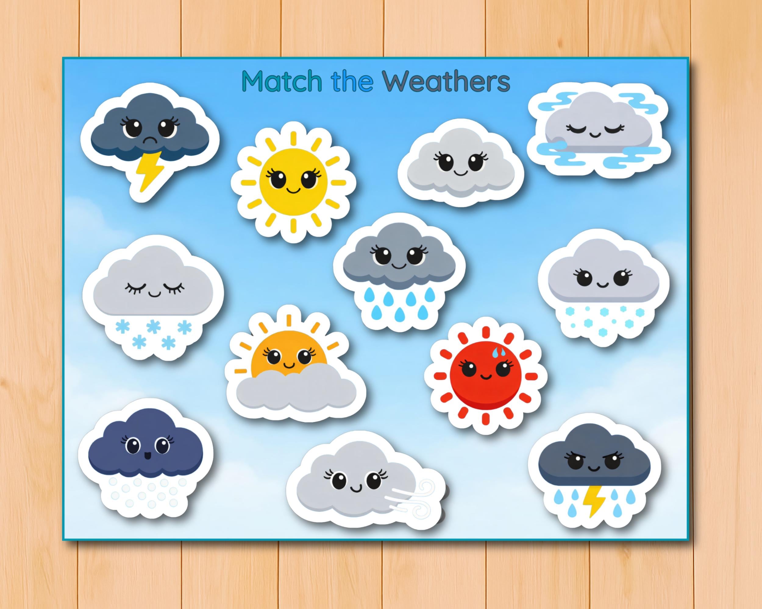 Temperature Matching Activity Weather Matching Activity, Weathers Shadow Game, Preschool Science ...