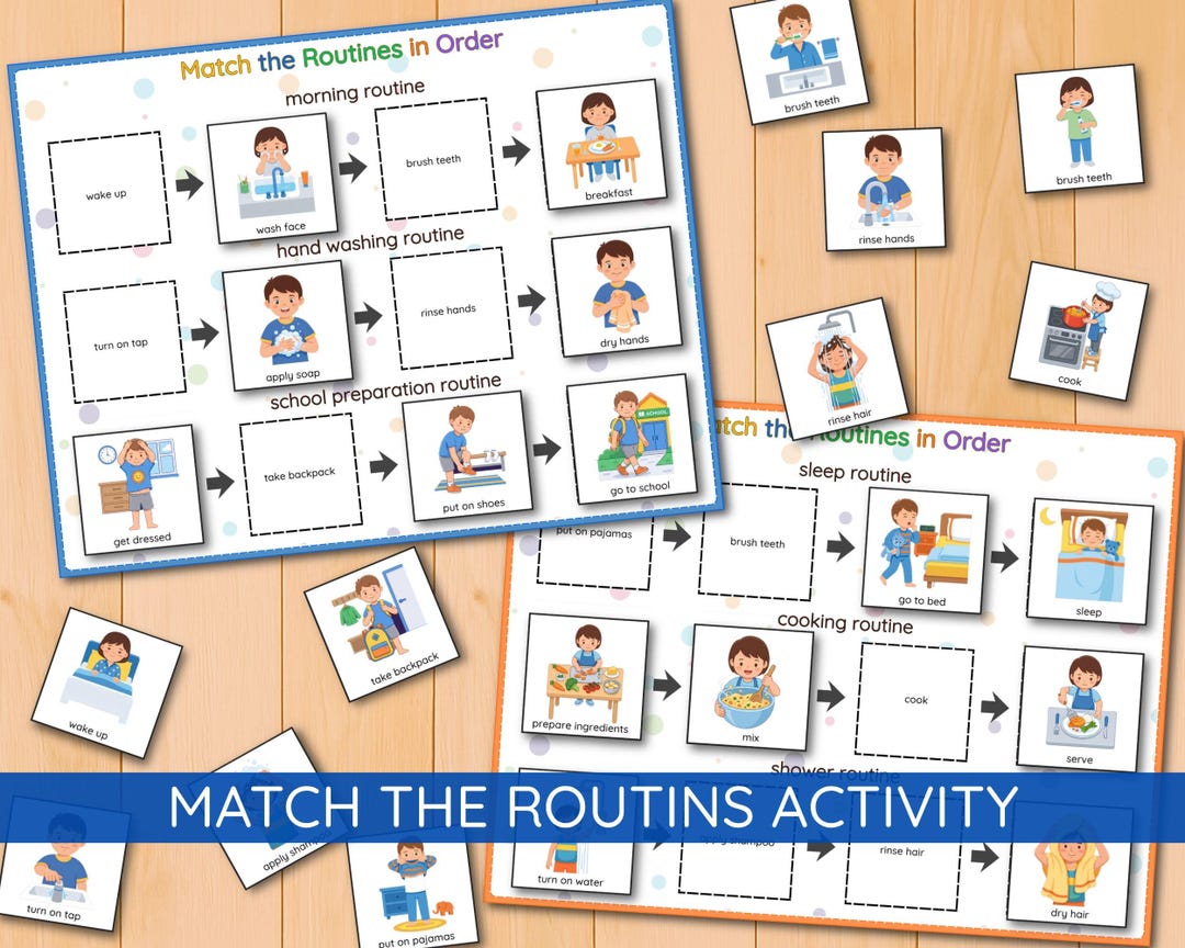 Daily Routine Sequencing Activity, Order Matching Life Skills, Daily ...
