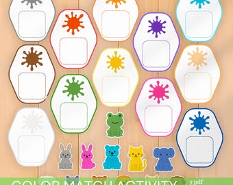 Juego de combinación de colores y animales, desarrollo de la motricidad fina, actividad educativa para preescolares, materiales Montessori.