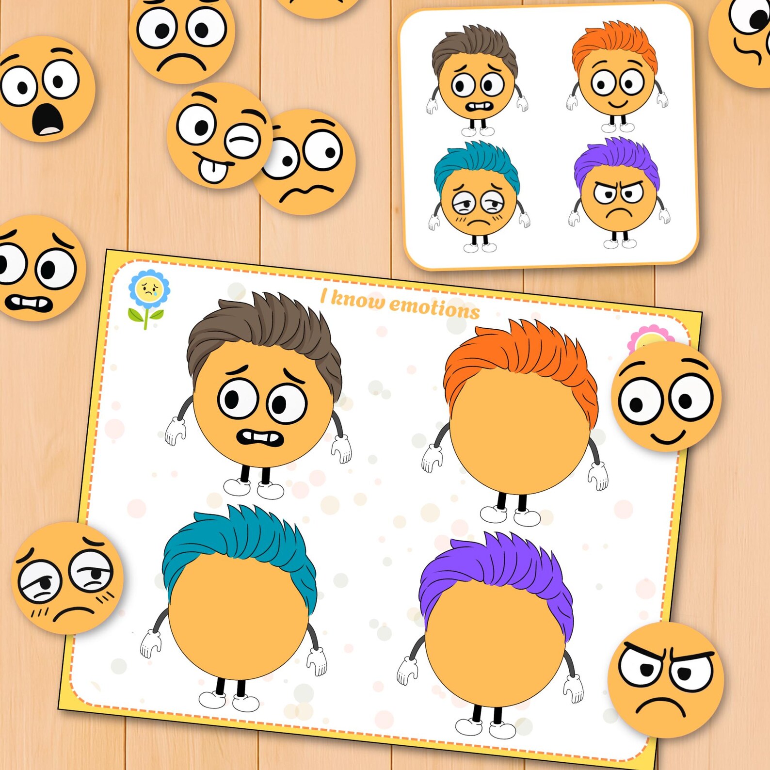 Emoji Pattern Matching Activity, Patter Sorting Game, Face Sorting ...