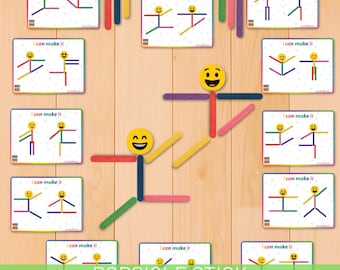 Popsicle Stick Stickman Activity Cards, learning games, homeschool activities, kindergarten resources, fine motor skills