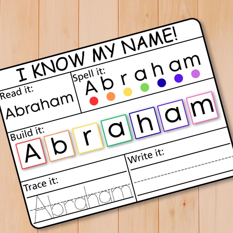 Customized Name Tracing Sheet, Preschool and Kindergarten Reusable Dry ...