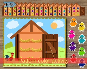 Chick Color Matching activity for kids, Preschool Pattern Activities, educational resource, kindergarten Pre-K, toddler