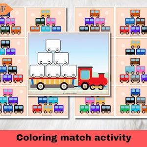 Gioco di abbinamento di modelli di veicoli: attività prescolare (download digitale)