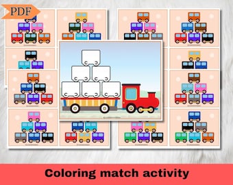 Vehicle Pattern Matching activity, Preschool game for kids, vehicles sorting, patterns recognition, fine motor