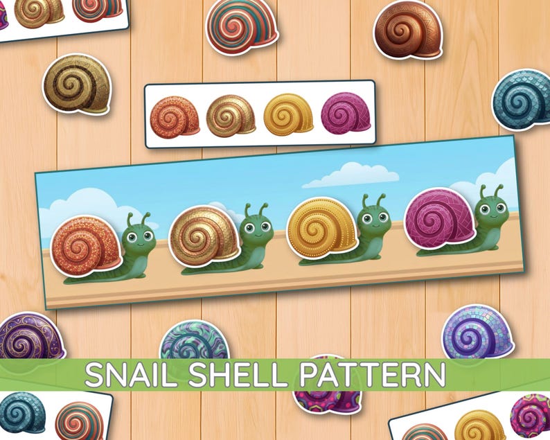 snail shell pattern matching
snail shell sorting activity
snail pattern cards