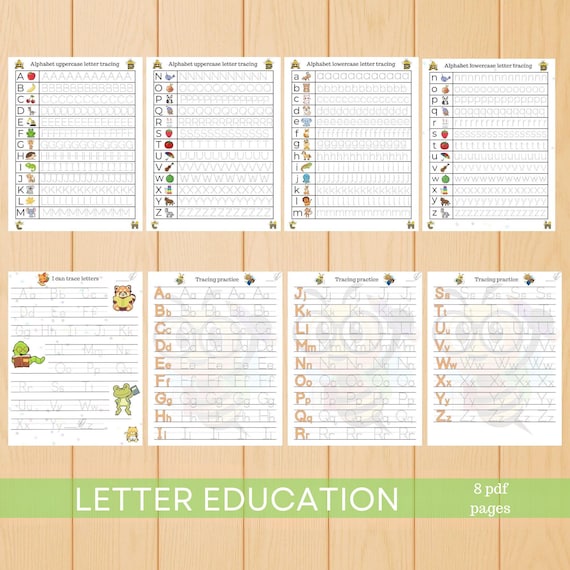 Alphabet Tracing Sheets, ABC Worksheets for Preschoolers, Writing Practice, learn uppercase and lowercase letter